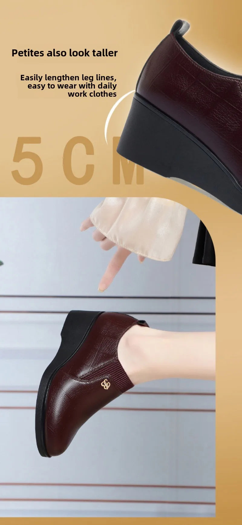 2025 New Women's Shoes Fashion Platform Wedge Shoes Soft Leather Shoes for Women Slip-On Loafers Office Work Shoe Zapatos Mujer