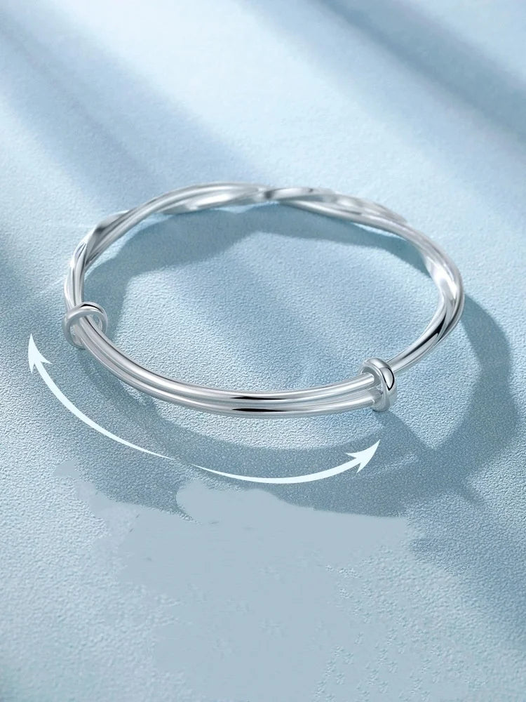 925 Silver plated original pretty weave bracelets Bangles for women fashion party wedding engagement jewelry Adjustable size