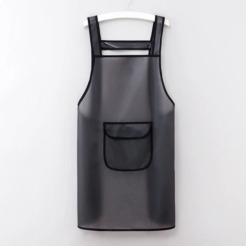 Kitchen Waterproof Apron Transparent Ladies Men Home Aprons Wipeable Oil Resistant Baking Accessories BBQ Restaurant Cafe Aprons