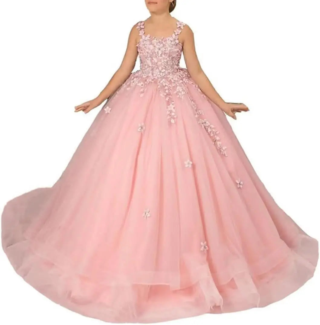 Kingbridal Flower Girl Dresses for Wedding Lace Princess First Communion Formal Dresses Tulle Pageant Ball Gowns Princess Dress