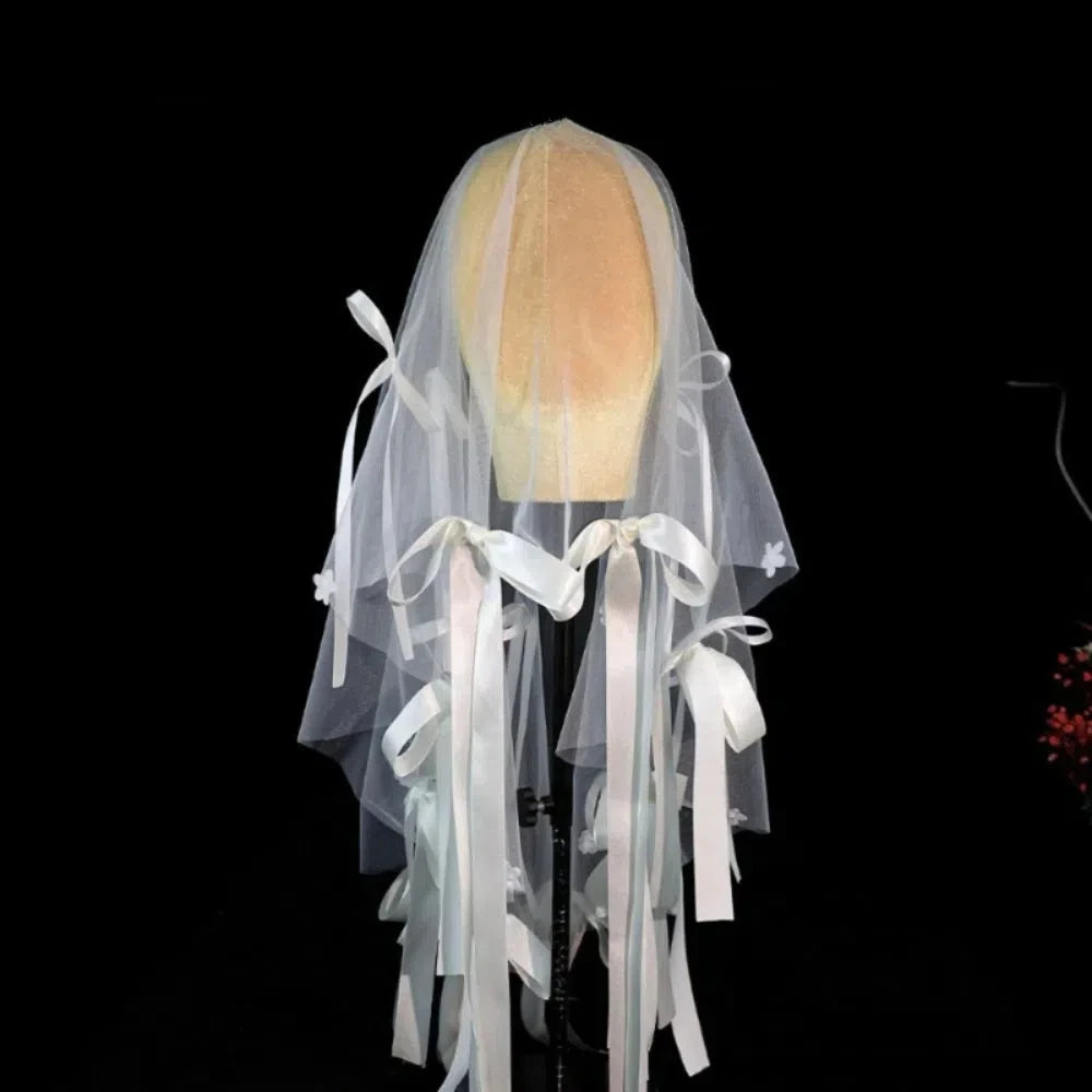 Stylish Versatile Bridal Veils Bow Tulle Bride Head Gauze Fairy White Wedding Headwear Bride Accessories