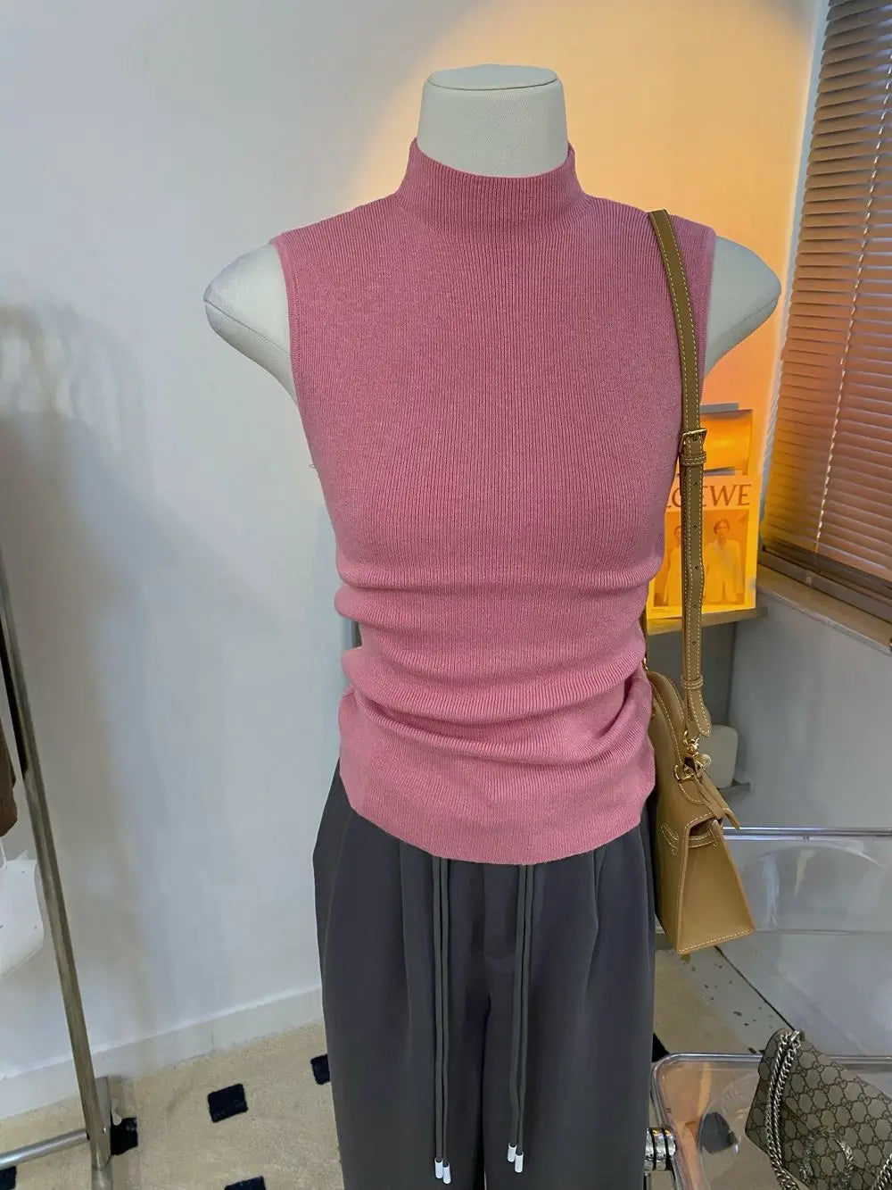 Sweater Vests Women Simple Half High Collar Fashion Autumn Basic Slim Sleeveless Sweaters All-match Ulzzang Leisure Knitting Ins