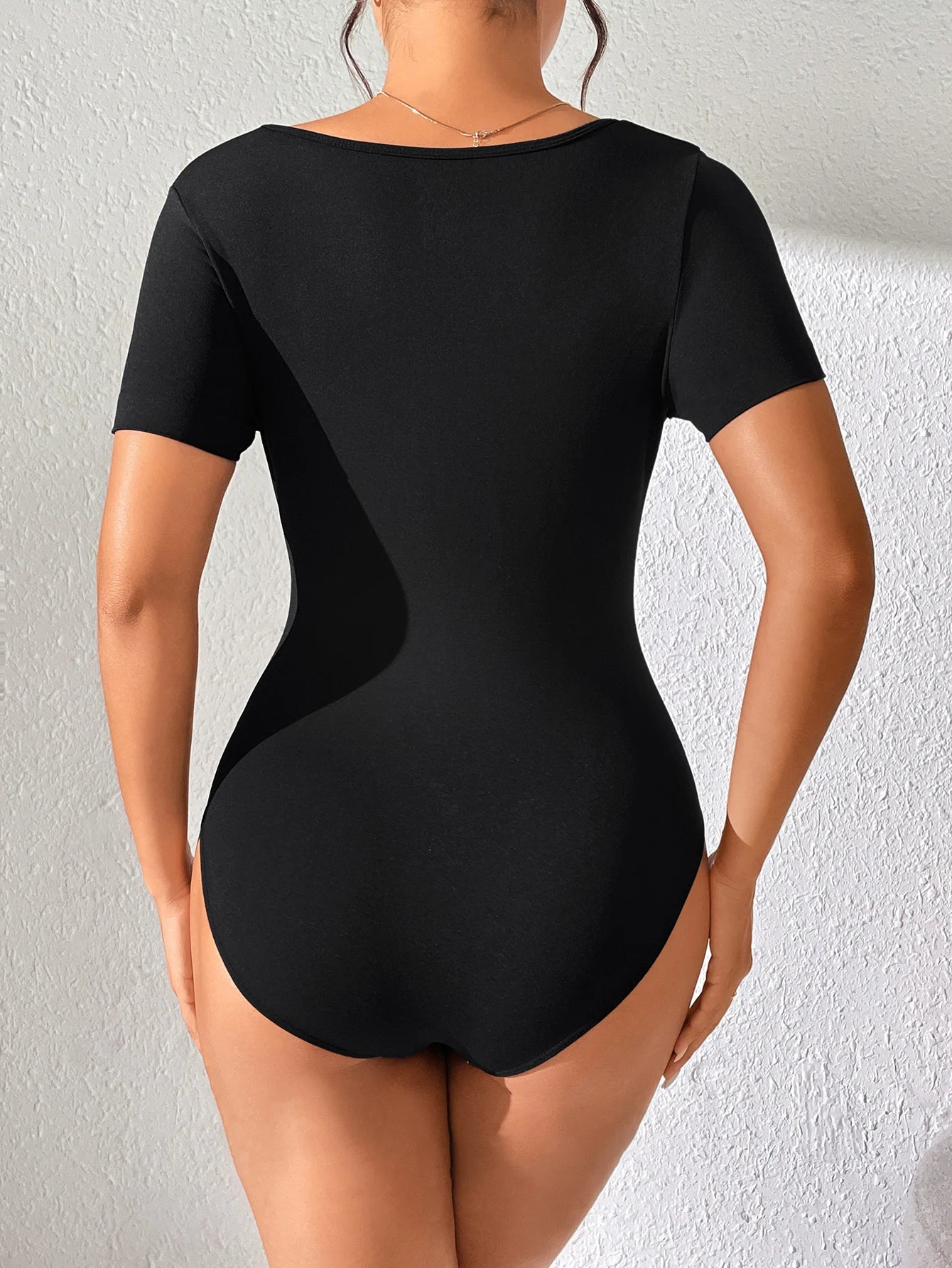 Womens Bodysuit V Neck Tops Short Sleeve Shapewear for Women Stretchy Slim Fit Basic Jumpsuit