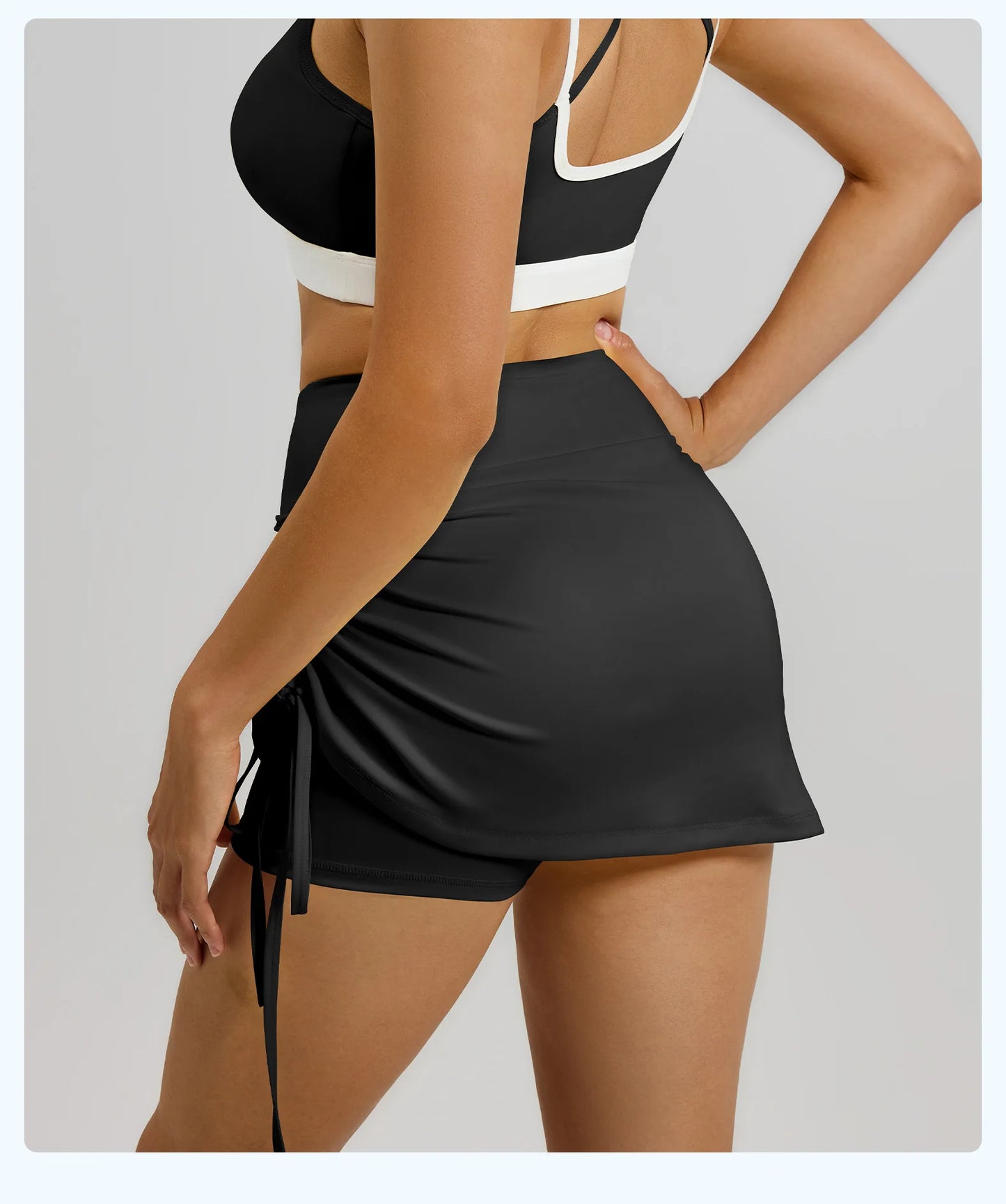 Shirring Sports Skirts with Safety Trousers for Women High Elastic Fashion Casual Fitness Skirts Fake Two Pieces Yoga Skirts