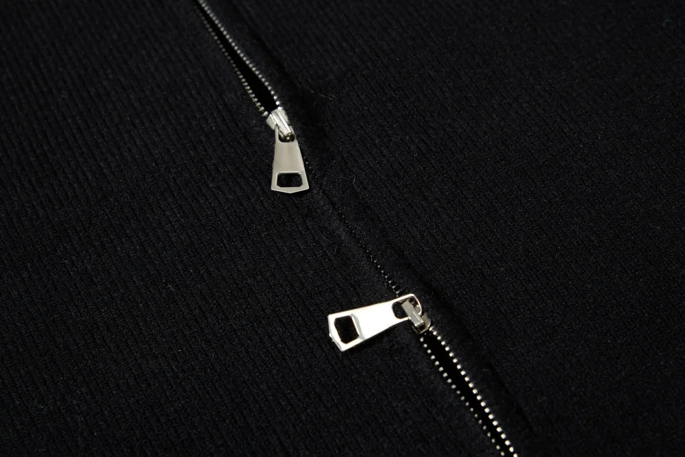 Spliced Sweatercoat Mens Autumn Winter Casual Loose Raglan Sleeve Stand Collar Long Sleeve Knitted Sweater Outerwear Man