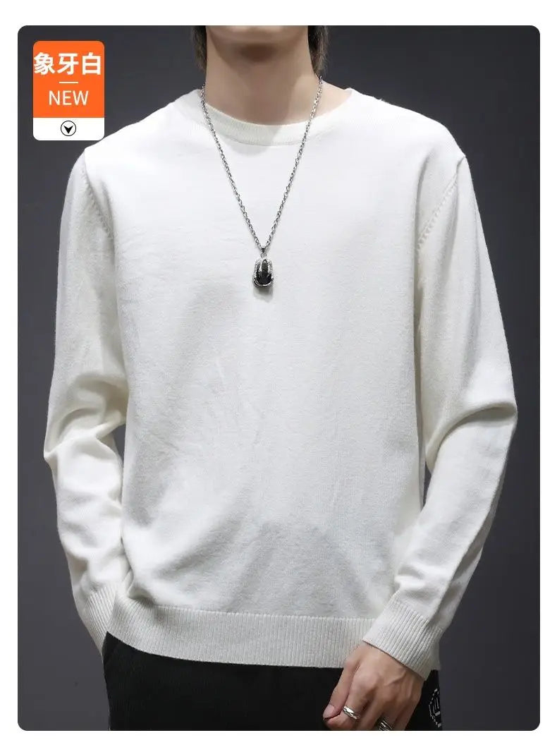 Sweater Men's Young Knitted Solid Color Casual Pullover Round Neck Sweaters