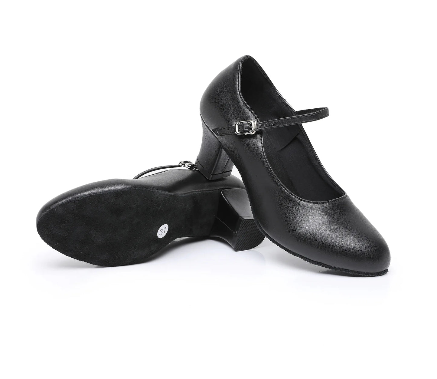 2025 Ladies Latin dance shoes black modern jazz dance shoes ballroom teacher shoes pu dance sneakers high heels 5.5cm