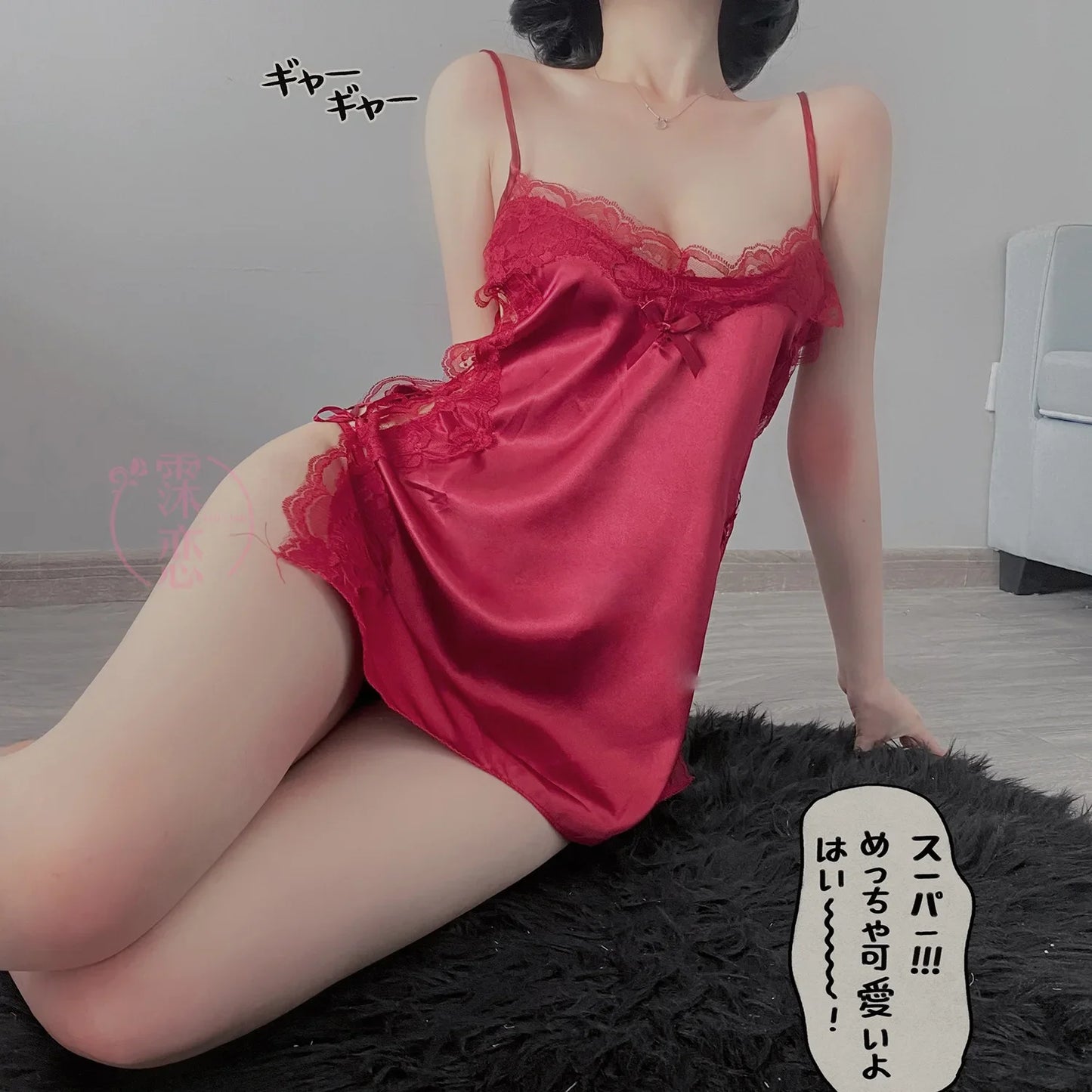 Satin Nightgown Lady Sexy Bowknot Lace Lingerie Spaghetti Strap Night Dress For Women Nighties Sleeveless Sleepwear Nightwear