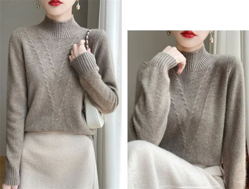 Sweater Women Knitted Sweater Turtleneck Long Sleeve Pullovers Autumn Winter Clothing Warm Jumper Tops
