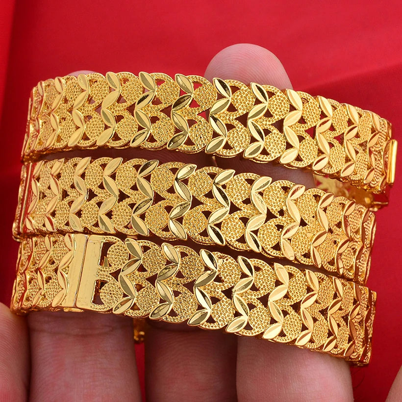 Dubai Wholesale Gold Color Bangles For Women Indian Charm Bracelet Jewellery Arabic Wedding Party Banquet Gifts