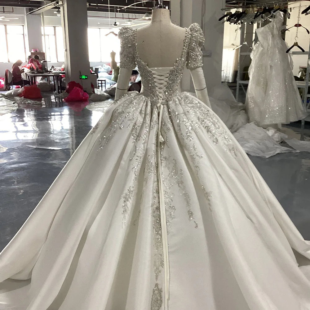 Elegant Ball Gown Short Sleeves Women Wedding Dresses Popular Organza Bridal Gowns Customized Ball Princess Vestido De Novia
