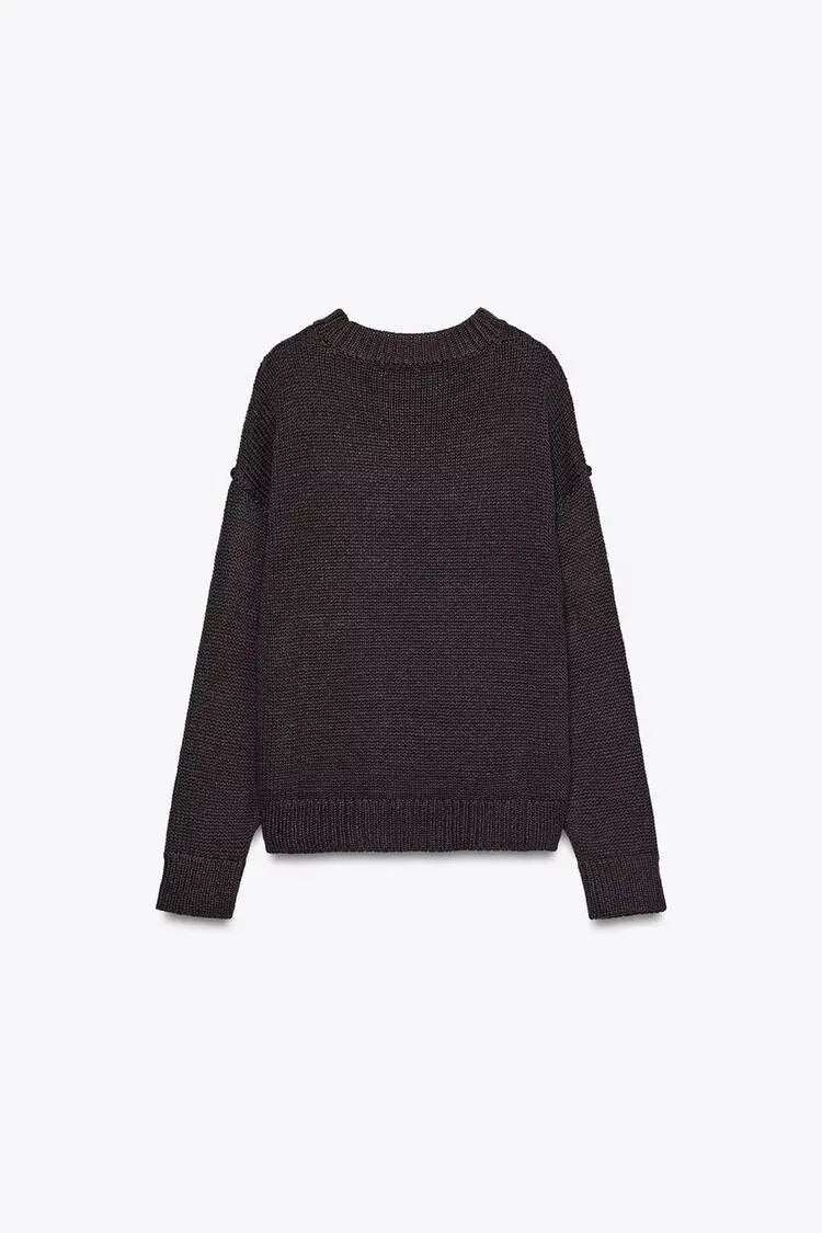 Women Sweater Pullover 2025 Autumn Winter New Fashion O-Neck Long Sleeves Women Sweater Pullover Elegant Hight Street Top