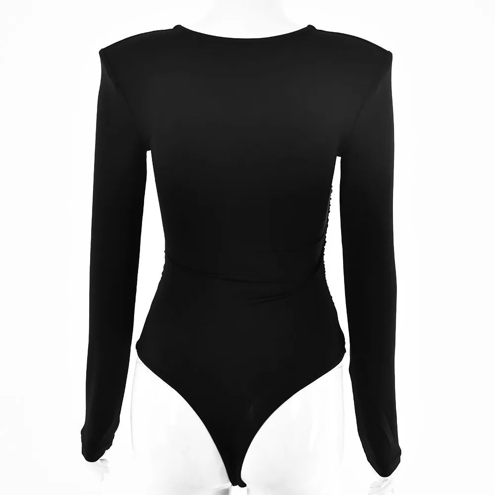 Sexy Bodysuit Long Sleeve Women Body Streetwear Drop shipping Fore Fair Bodycon Square Neck Sheath Crotch Basic Overalls