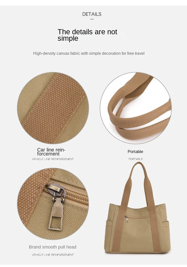 Women's handbag Fashionable Women's Canvas Top-Handle Bag for Daily Commuting and College Style Student Outfit Shoulder Bag