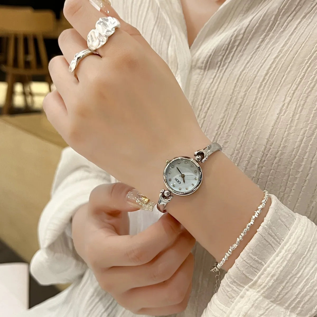 Fashion Top Brand Ladies Wristwatch Full Steel Waterproof Small Dial Quartz Silver Women Dress Watch Reloj Mujer Montre Femme