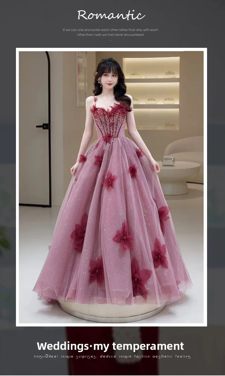 Bridal Toast Dress for Women 2025 Spring/Summer New Style Fairy Style Strap Heavy Industry Fashion Show Banquet Evening Dress