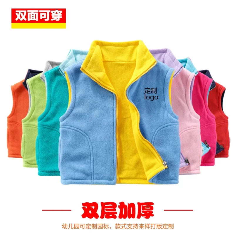 Teenager Outerwear Waistcoats Sleeveless Jackets Children's Vest for Boy Girl Polar Fleece Baby Kids Vest Warm Winter 2-12Y