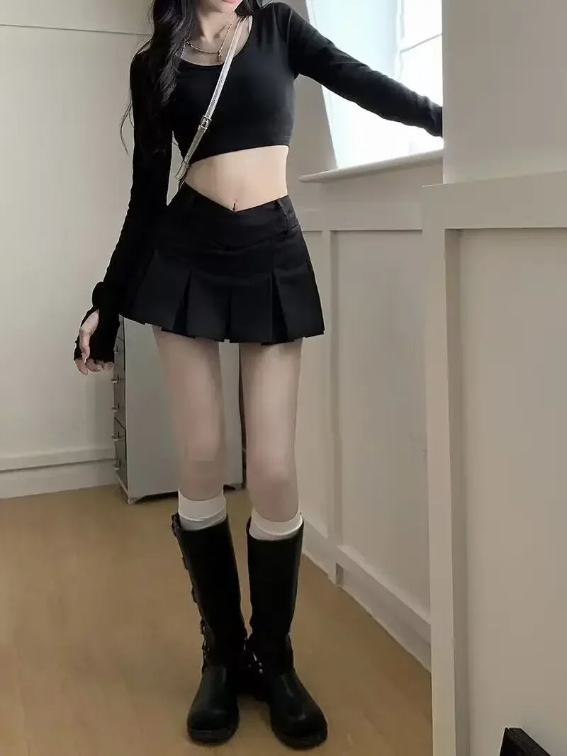 Skirts New Style Fashion Summer Sexy Retro V Waist Casual Outfits Ladies Streetwear Female Girls Women Mini Short Pleated Skirts