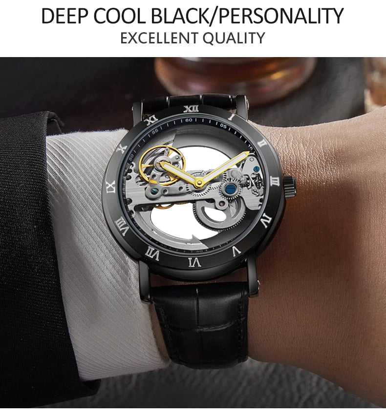 Mechanical Wristwatches Watches for Man Watches Golden Bridge Skeleton Automatic Mechanical Mens Watch reloj hombre montre homme
