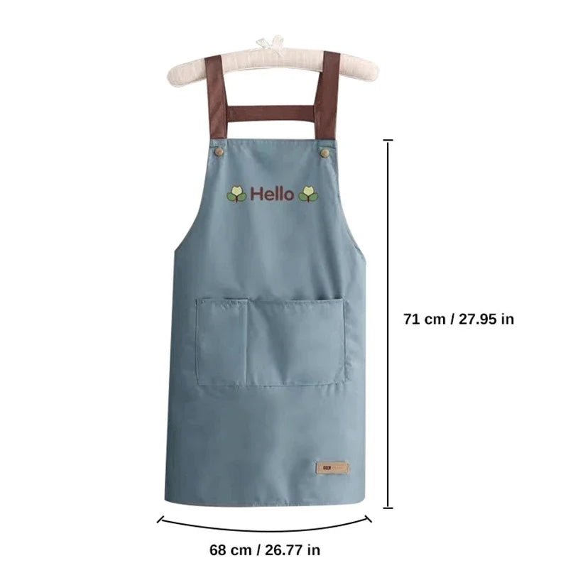 Kitchen Apron Waterproof Oilproof Convenient Pocket Chef Cooking Apron Men Women Barista Manicurist Work Aprons Waiter Uniform