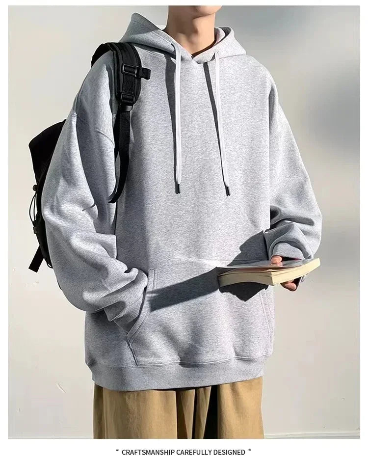 Sweater Loose Men's and Women's New Casual Solid Color Thickened Coat Autumn and Winter Hooded Sweater Simple