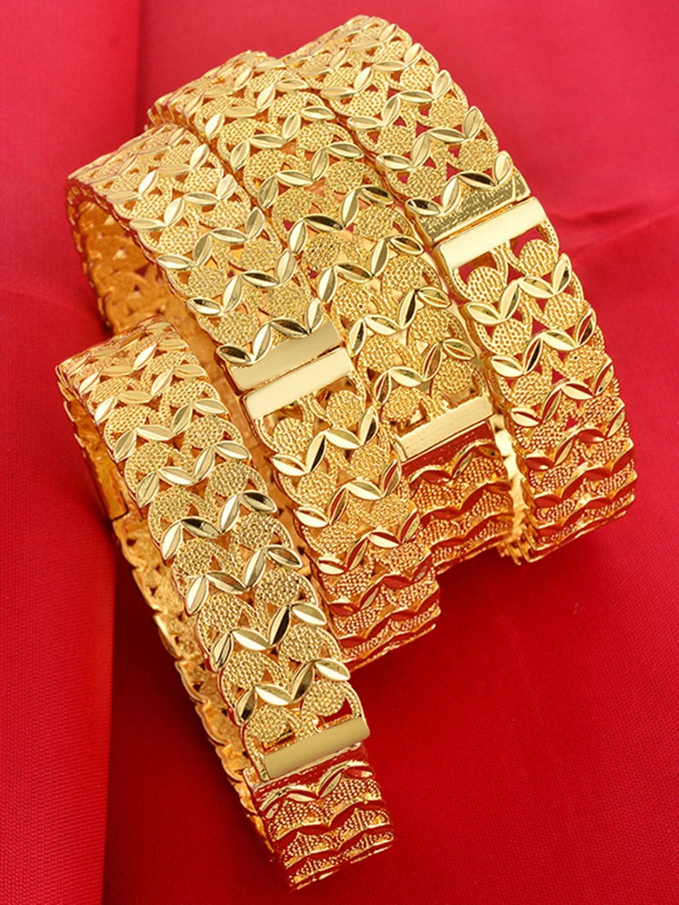 Dubai Wholesale Gold Color Bangles For Women Indian Charm Bracelet Jewellery Arabic Wedding Party Banquet Gifts