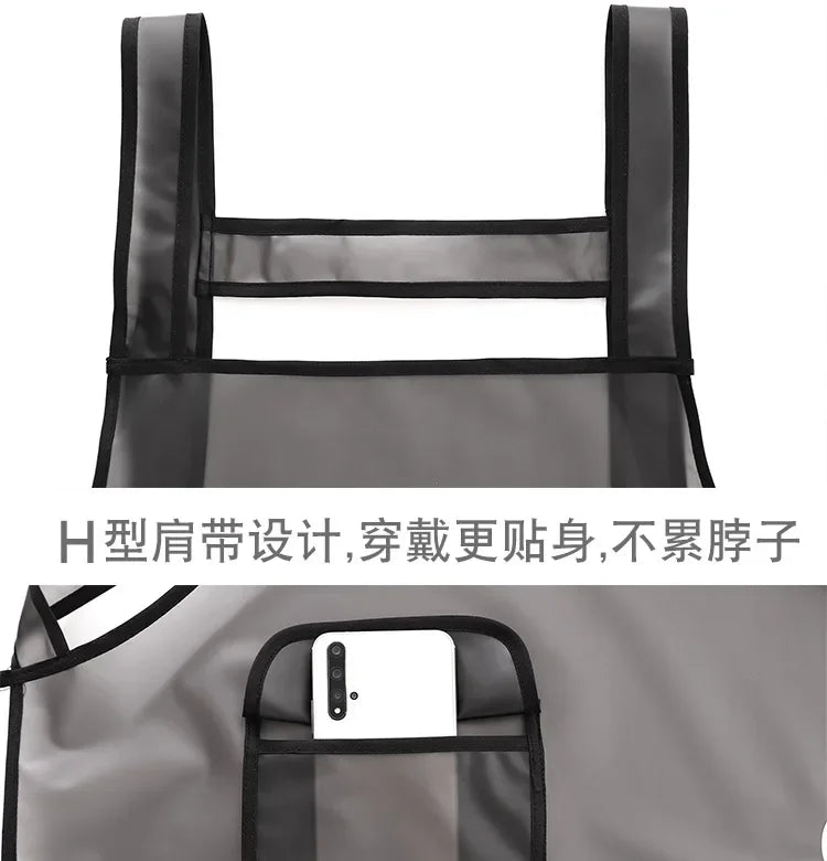 Kitchen Waterproof Apron Transparent Ladies Men Home Aprons Wipeable Oil Resistant Baking Accessories BBQ Restaurant Cafe Aprons