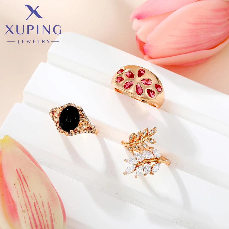 Xuping Jewelry Fashion Charm Mixed Rings Group Popular Rings for Women Gold Plated Party WeddingGift