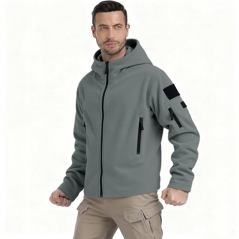 Winter Hunting Men’s Fleece Jacket Warm Coats Polar Outdoor Hoodie Jacket Multi-Pocket Casual Full Zip Sport Hiking Coat S-XXXL