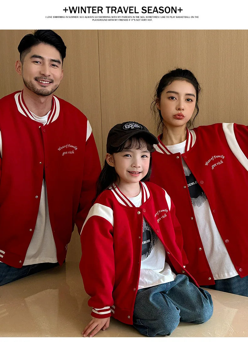 Winter Jacket for The Whole Family Warm Thick Coat Fashion Korean Father Mother and Daughter Son Children Long Sleeve Outerwear