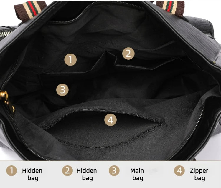 Women's Handbag Women's Shoulder Bag Fashion Purse Vintage Leather Bag Large Capacity Handbag Inclined Shoulder Bag Mom's Bag