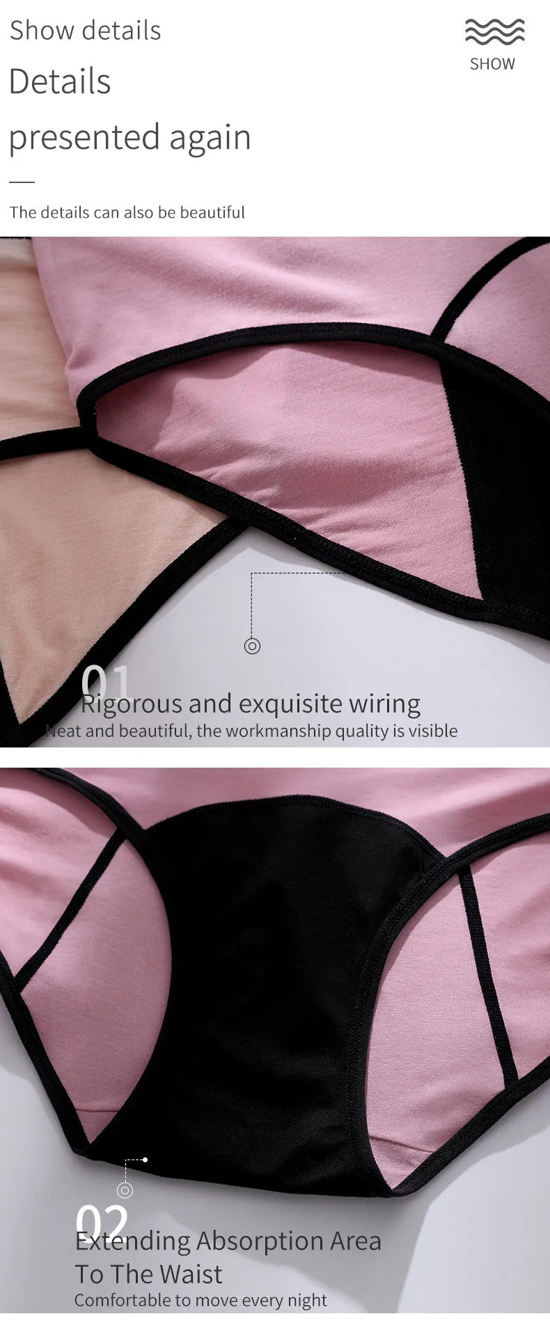 Women's menstrual panties physiological underpants triangular pants aunt mid rise  Leak Proof physiological panties