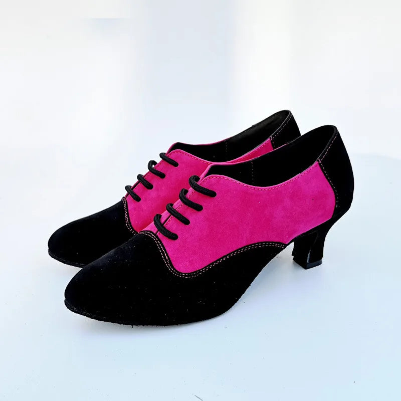Customized Women's Adult Baotou Salsa Modern Latin Dance Shoes with A Soft Sole Canvas Surface Anti Slip Breathable Dance Shoes