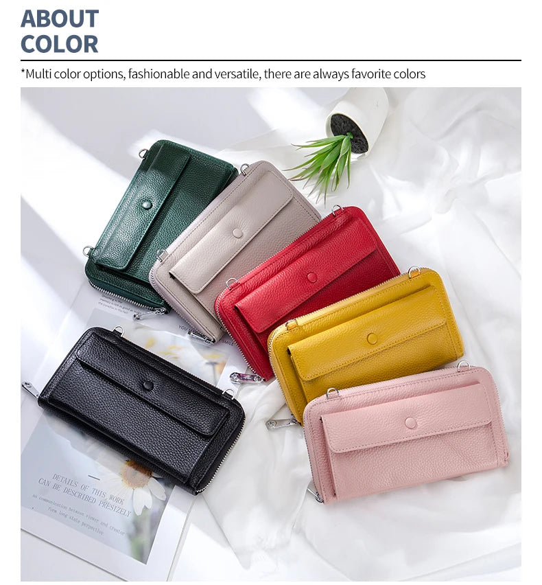 New Women Handbags Female Genuine Leather Shoulder Bags Multi Functional Large Capacity Crossbody Bags Touch Screen Phone Bag