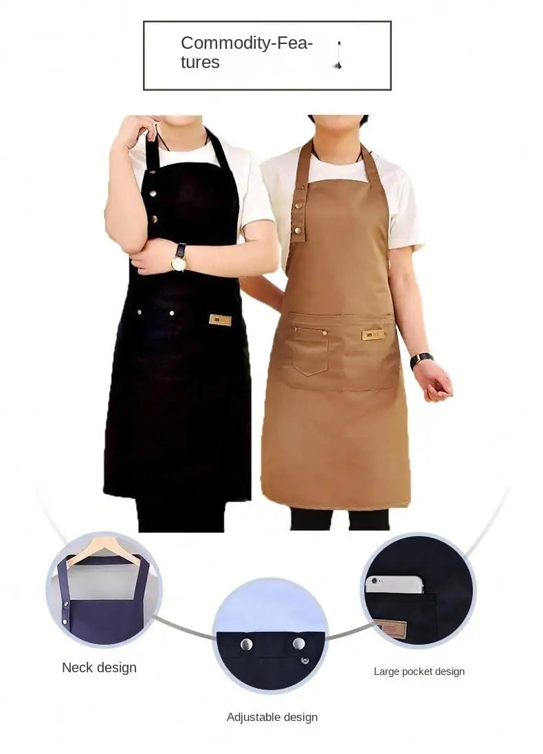 1Pc Kitchen Waterproof Oil-Proof Apron for Home Use, Aprons with Pockets, Polycotton Stain-Resistant Kitchen Aprons, Cooking Aprons