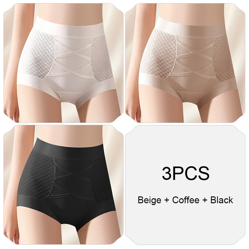 Fashion Belly Reducing Panties for Woman Women Micro Underwear Woman Ice Silk Women's Lingerie High Waist Panties Set Pack Sexy