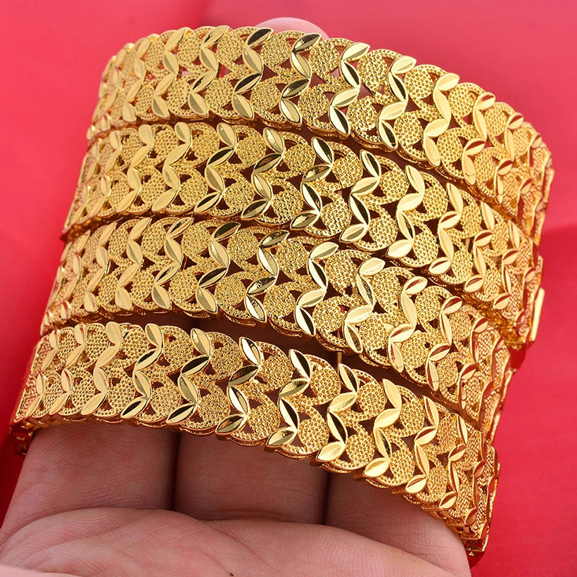 Dubai Wholesale Gold Color Bangles For Women Indian Charm Bracelet Jewellery Arabic Wedding Party Banquet Gifts