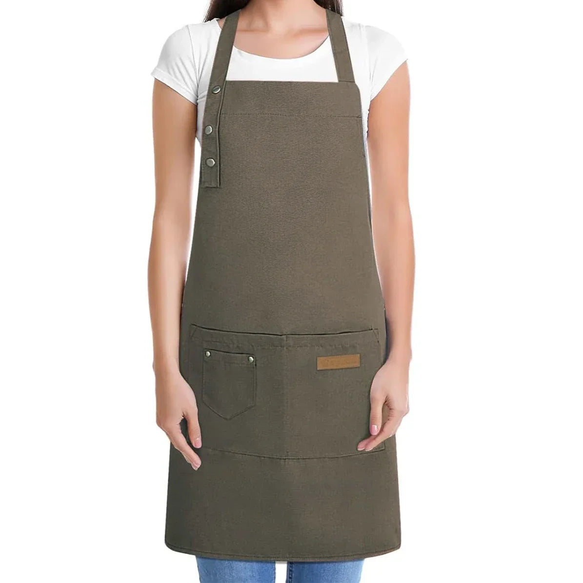 Kitchen Waterproof Apron Manufacturers Customized Logo Apron With Pockets for Restaurant Bar Shop Cafes Beauty Nails Studios