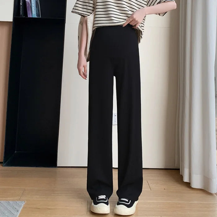 Maternity Clothings Maternity Wide Leg Pregnancy Pants Wear Trousers with Vertical Stripes Clothes for Pregnant Women
