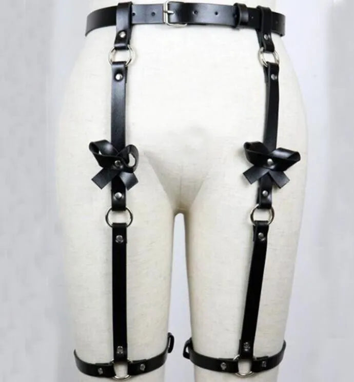 2025 new trouser leg belt, black garter belt, bow sling integrated belt.