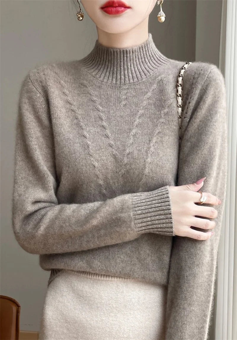 Sweater Women Knitted Sweater Turtleneck Long Sleeve Pullovers Autumn Winter Clothing Warm Jumper Tops