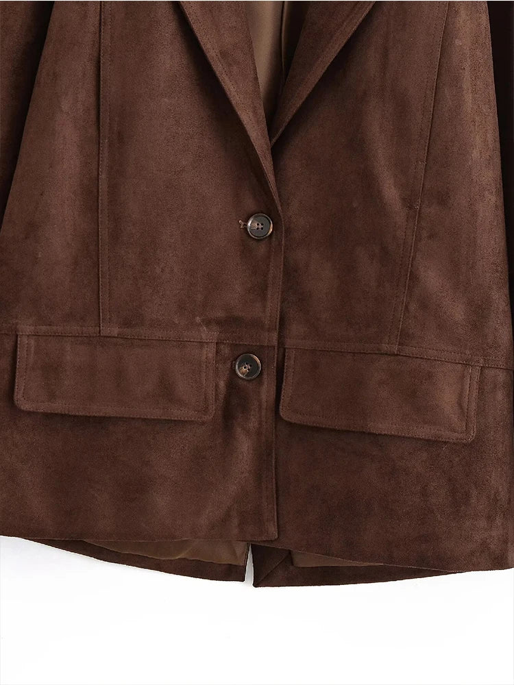 Women's Blazer 2025 Autumn Winter New Fashion Solid Color Long Sleeves Suit Jacket Female High Street Elegant New Coats