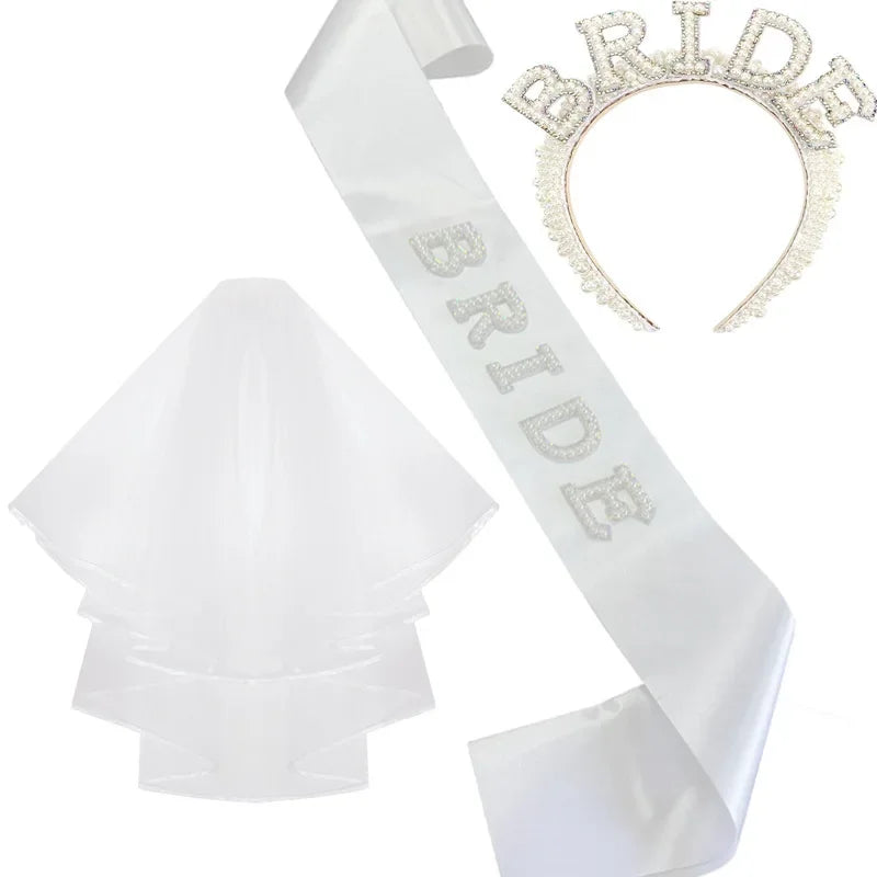 Handmade Bridal Pearl Headband BRIDE Alphabet Beads Elegant Masquerade Headdress Wedding Party Hair Accessories Photography Prop