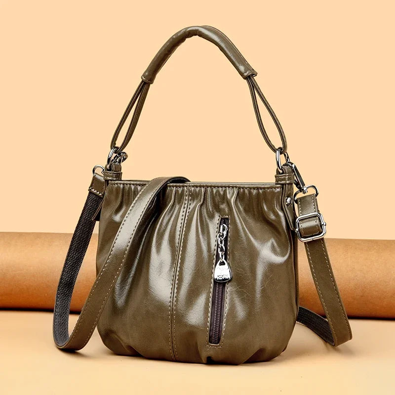 Women's Bag Bucket bag Handbags Female Handbags Retro Solid Color PU Leather Shoulder Underarm Bags Ladies Shopper Hobos Bags