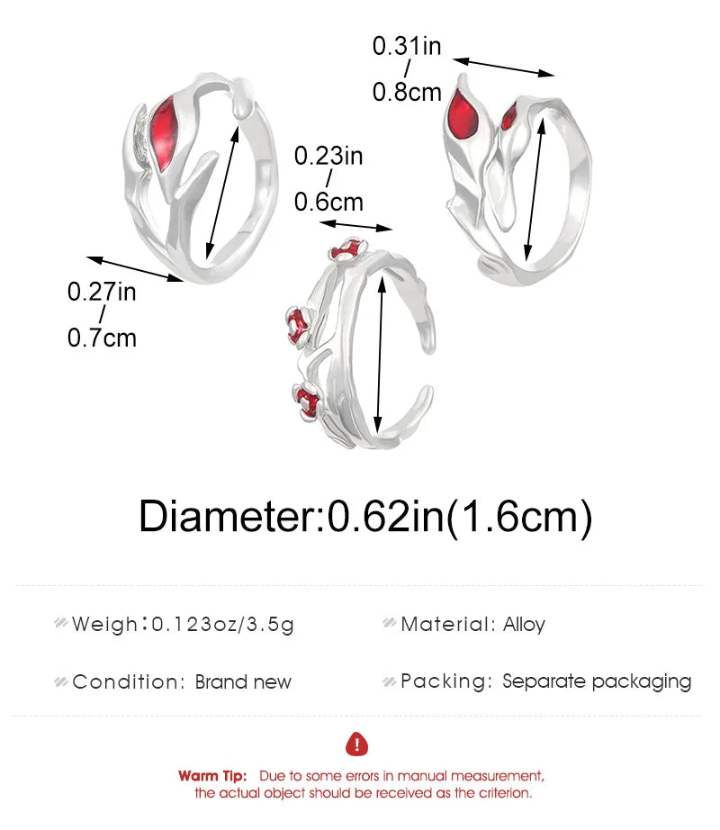 Gothic Rings irregular Darkness Red Style open ring for women index finger Ring Jewelry Gift