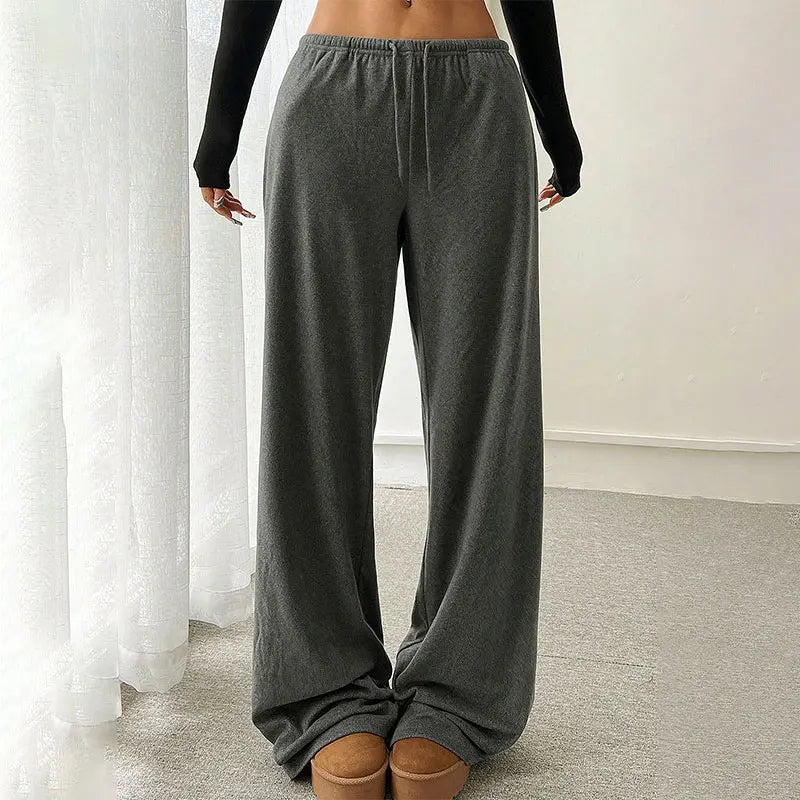 Women Trousers Fashion New Autumn Streetwear Basic Straight Casual Slim Pants Lady Sexy Solid Simple Versatile Knitted Trousers
