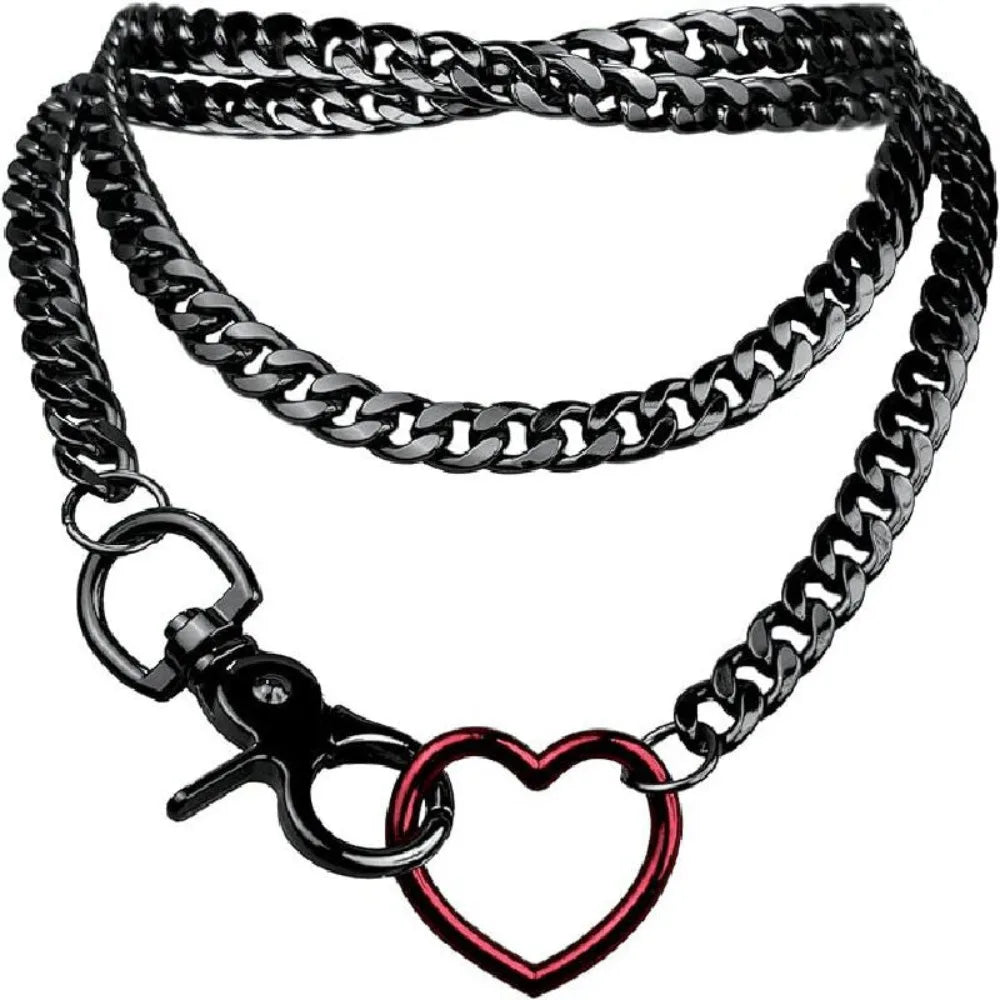 Heart Y-Necklace Link Chain Necklace No Fading Durable Choker with Tail Necklace Scratch Resistant Adjustable