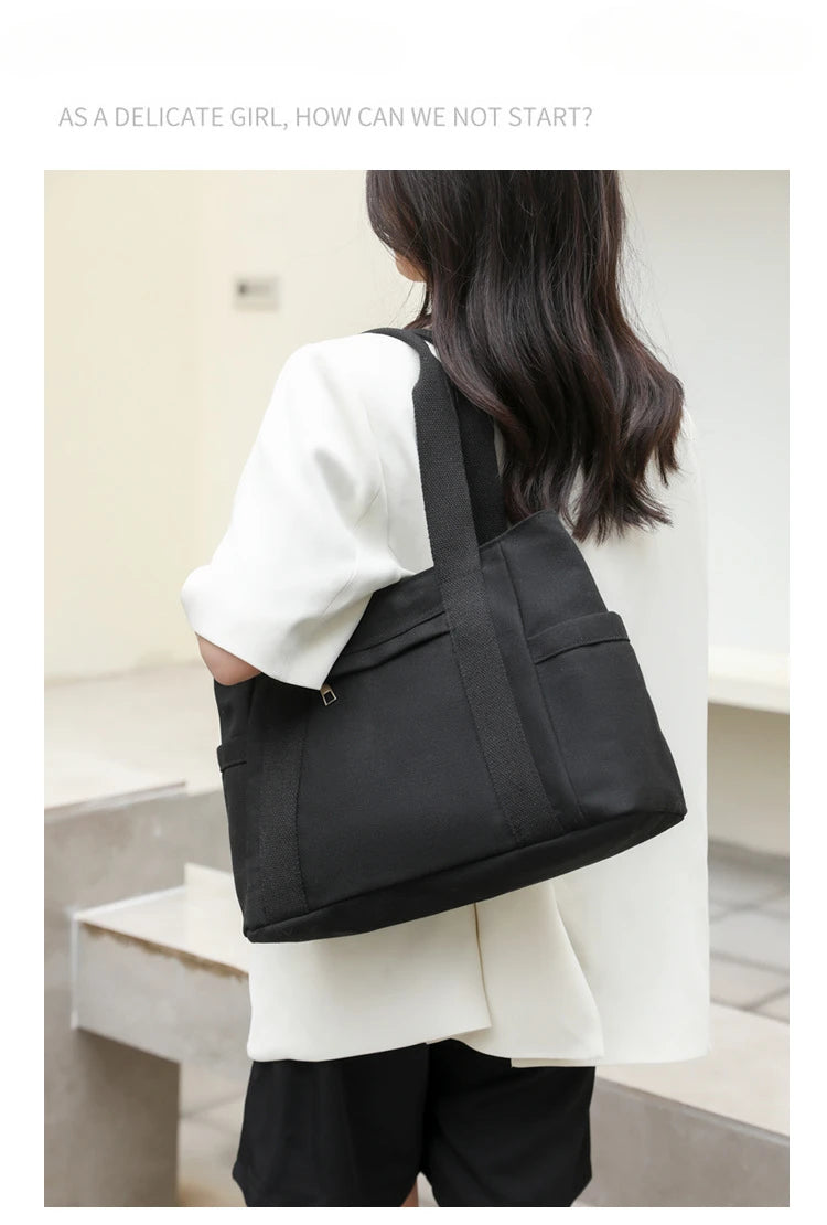 Women's handbag Fashionable Women's Canvas Top-Handle Bag for Daily Commuting and College Style Student Outfit Shoulder Bag