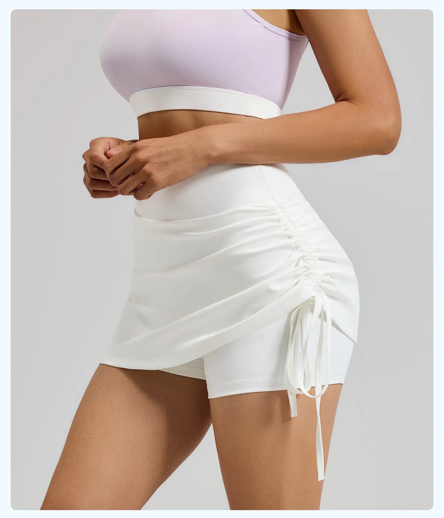 Shirring Sports Skirts with Safety Trousers for Women High Elastic Fashion Casual Fitness Skirts Fake Two Pieces Yoga Skirts
