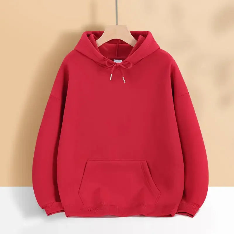 Sweater Loose Men's and Women's New Casual Solid Color Thickened Coat Autumn and Winter Hooded Sweater Simple